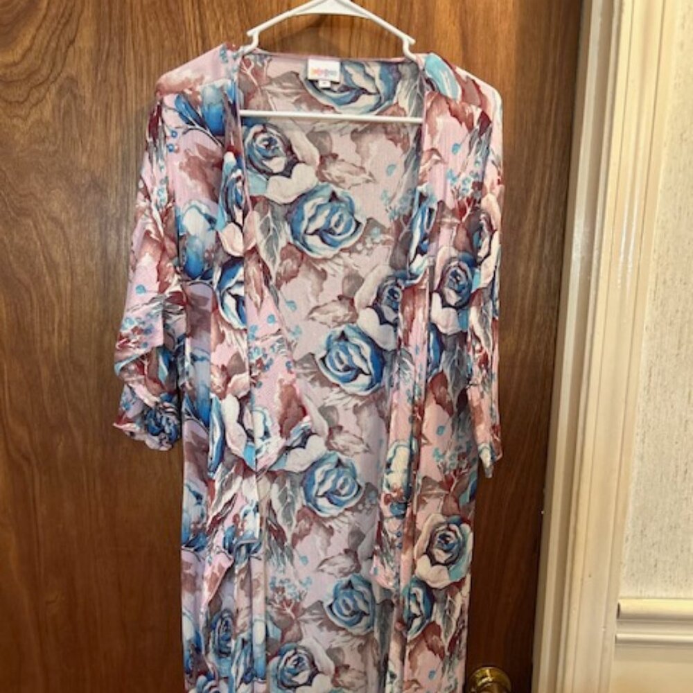 Floral Blue Rose Kimono Size Medium